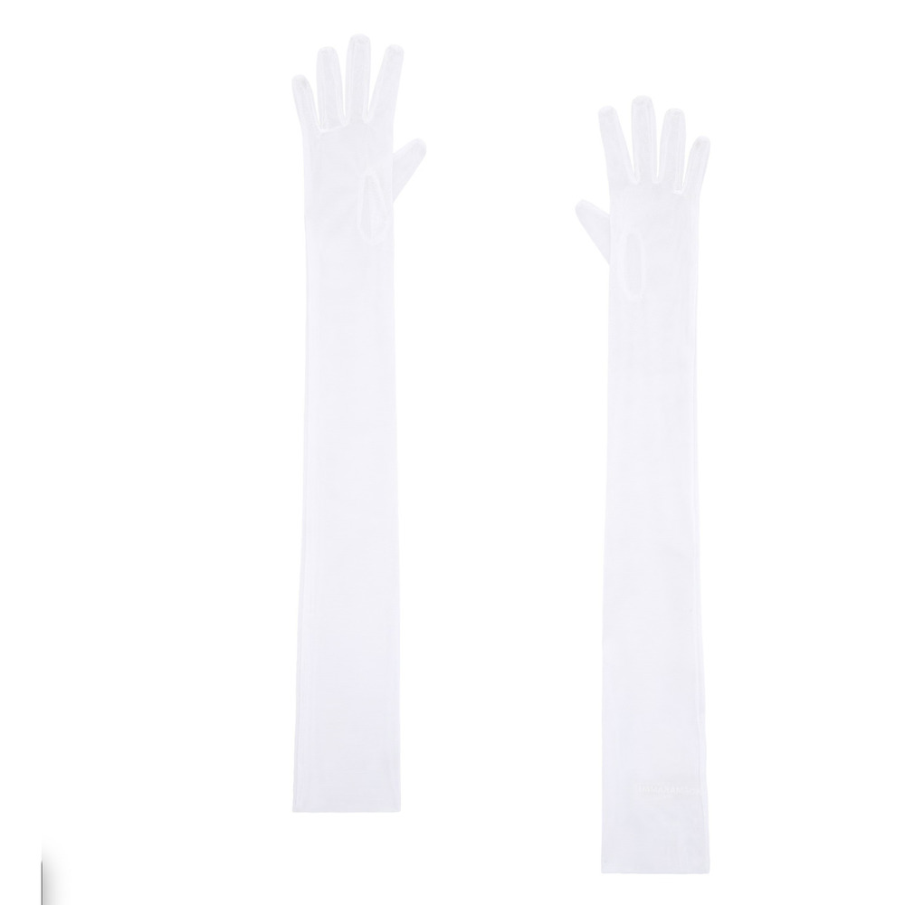 NEW Norma Kamali Long Gloves Snow White Mesh XS Small